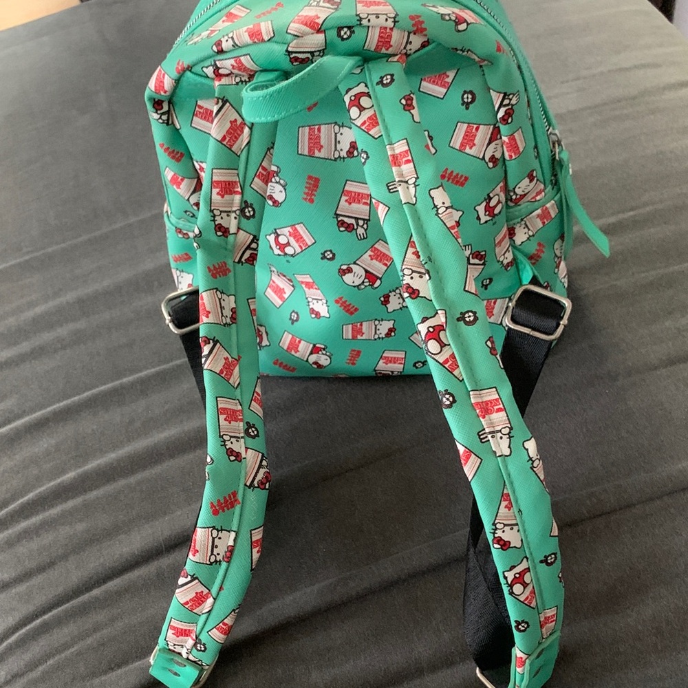 Hello Kitty Teal Mini Backpack with Cup Noodle Accents - Picture 2 of 10